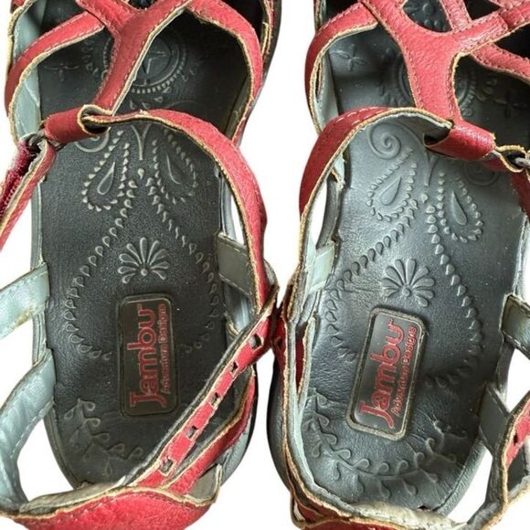 Jambu Sandals Shoes 7.5 M Red Gail Memory Foam Bump Toe Comfort - Picture 4 of 9